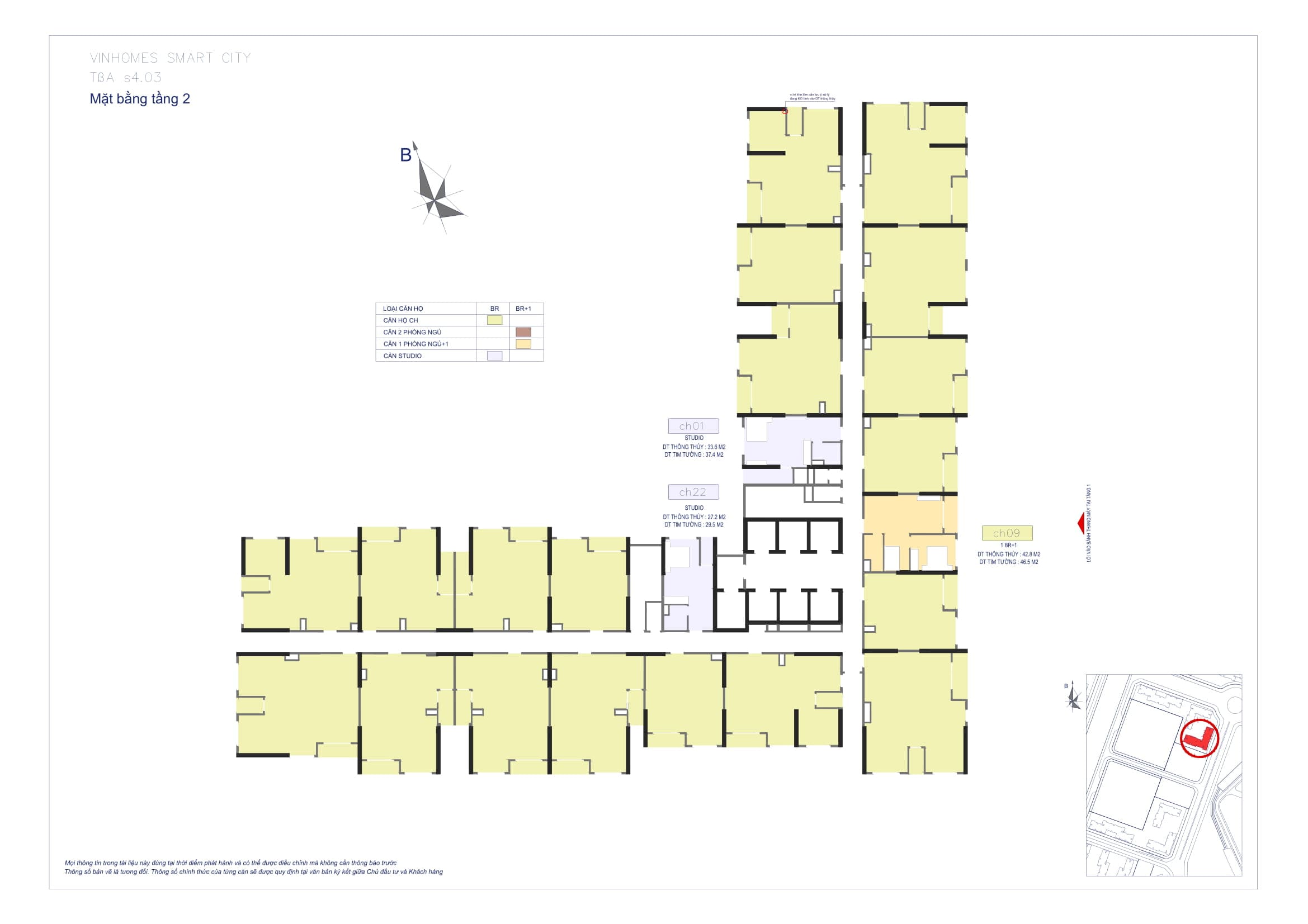 Mặt bằng tầng 2 tòa S4.03 Vinhomes Smart city