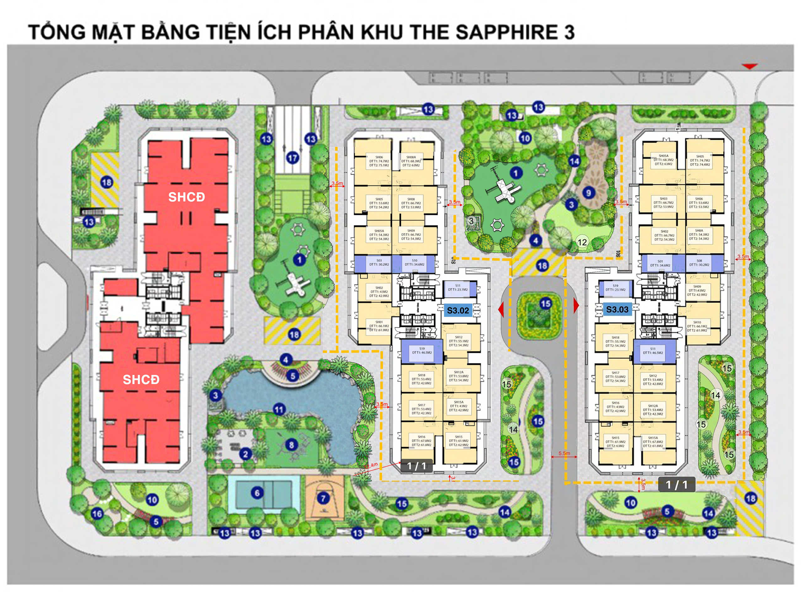 Mặt bằng Shophouse S3.01 S3.02 S3.03 Vinhomes Smart City