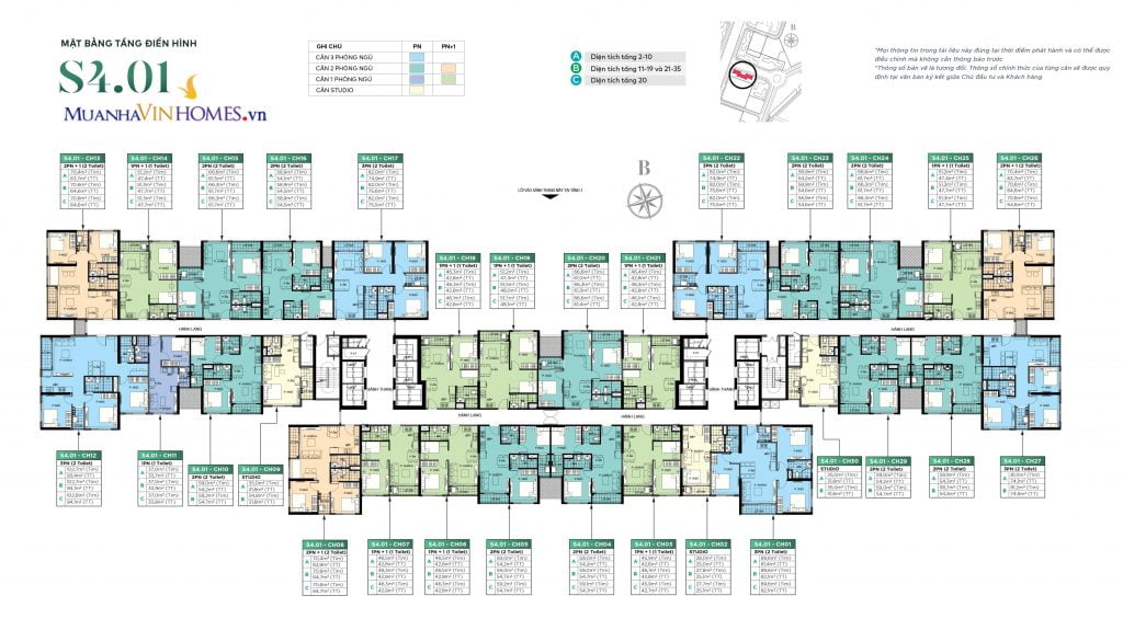Mặt bằng tòa S4.01 Vinhomes Smart City